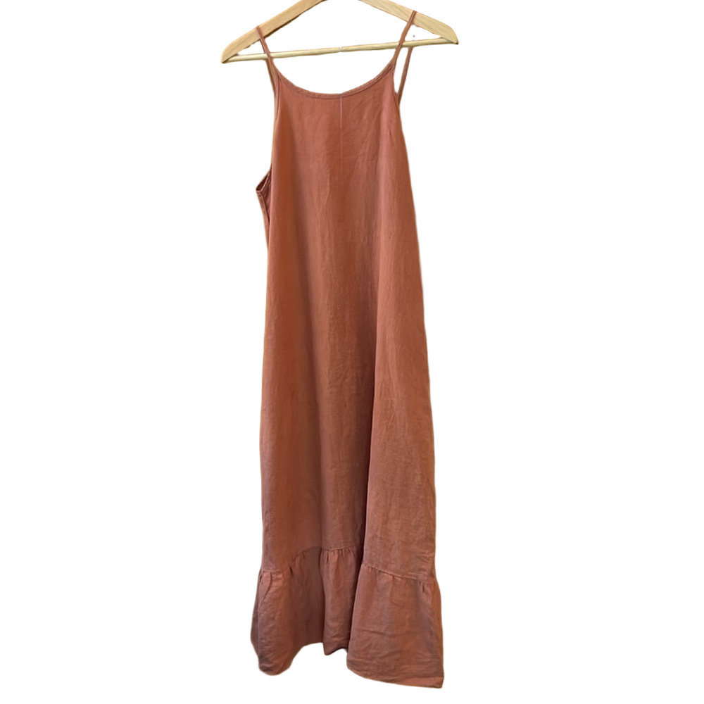 Arkitaip - Gerda Ruffled Slip Dress - Tangerine - M - 100% Linen - Picture 7 of 15